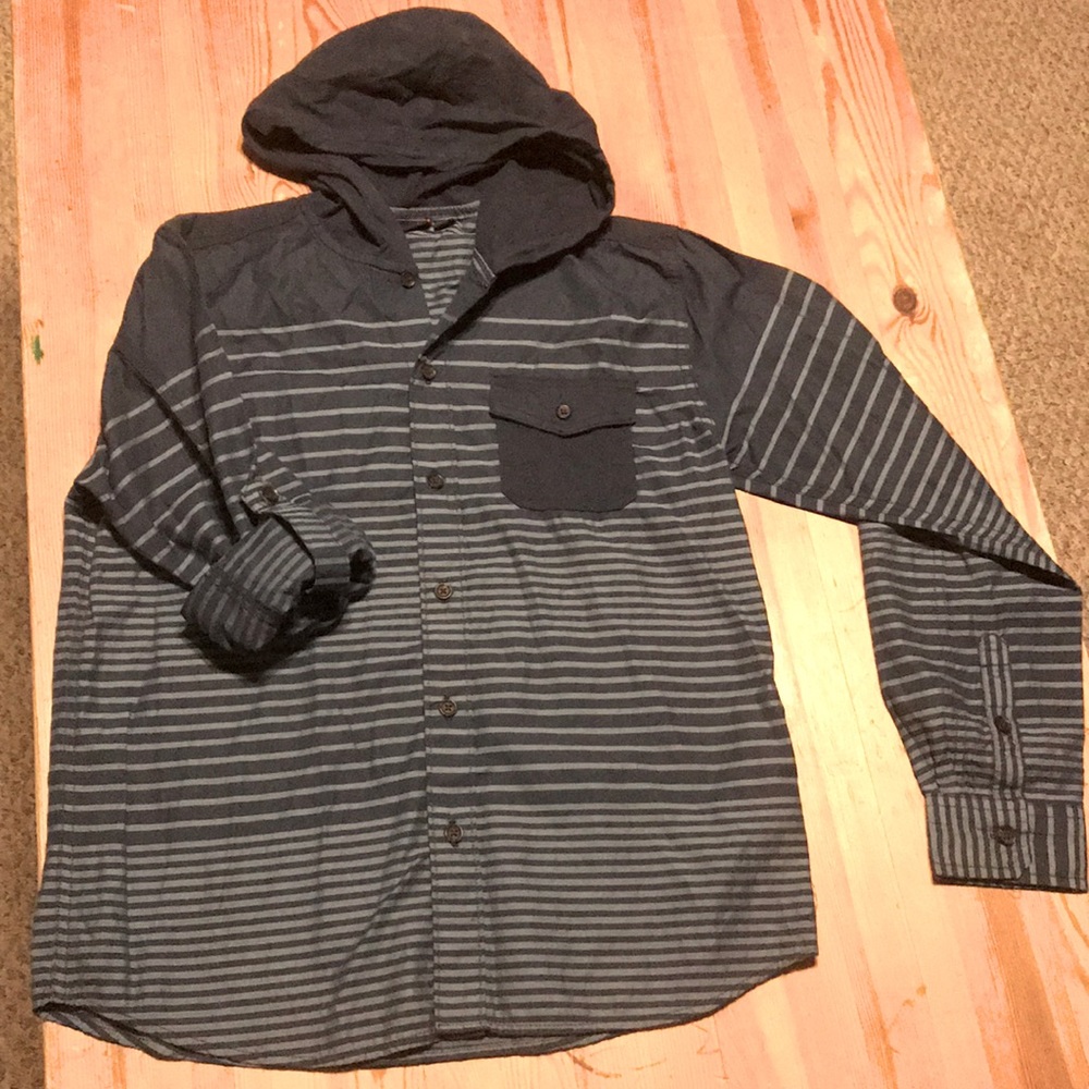 Hooded Woven Cotton Shirt